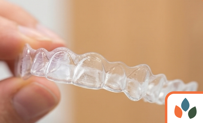 Close-up of Invisalign aligner