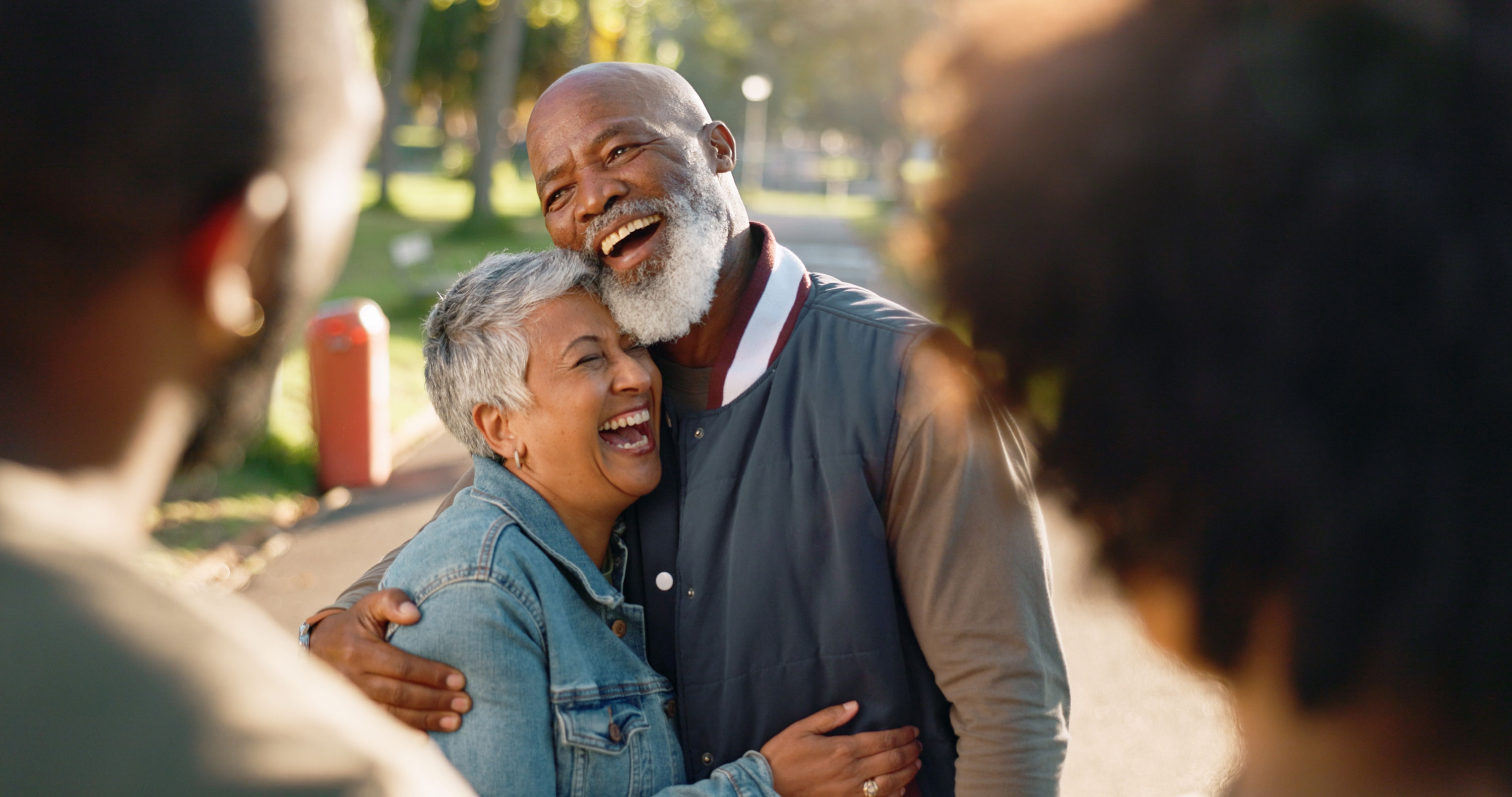 Happy older couple with nice teeth