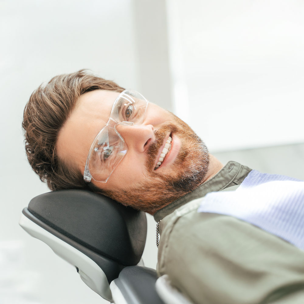 man in dental chair