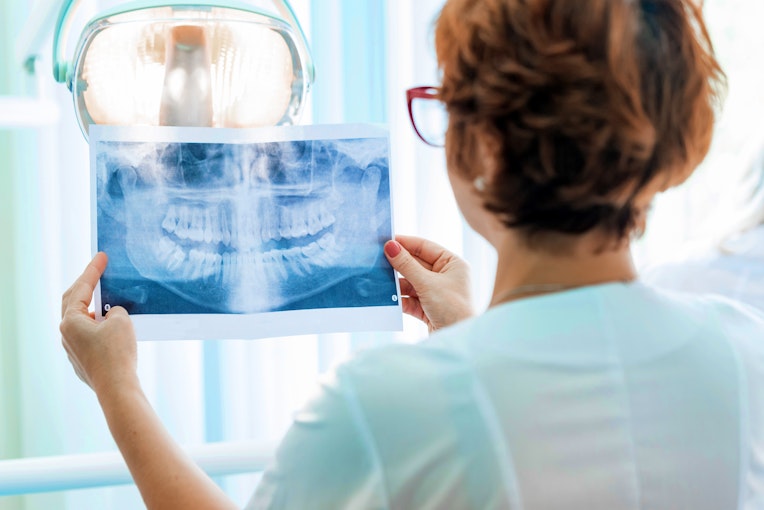 Dental patients getting x-rays taken