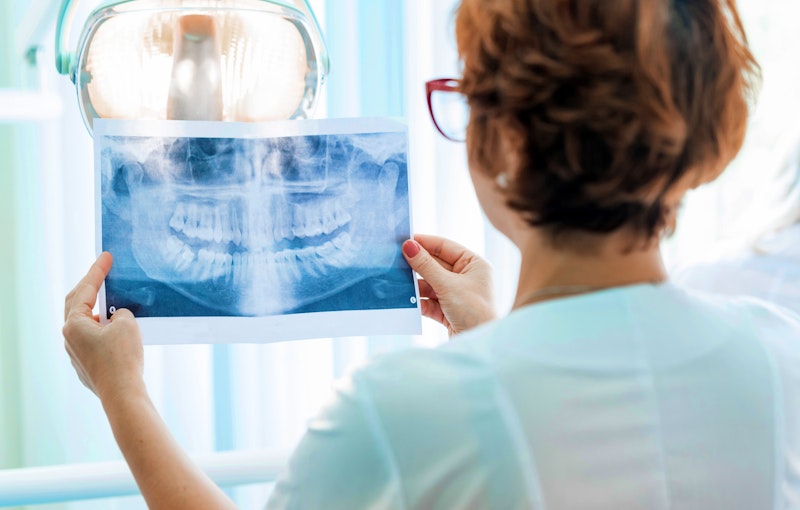 Dental patients getting x-rays taken