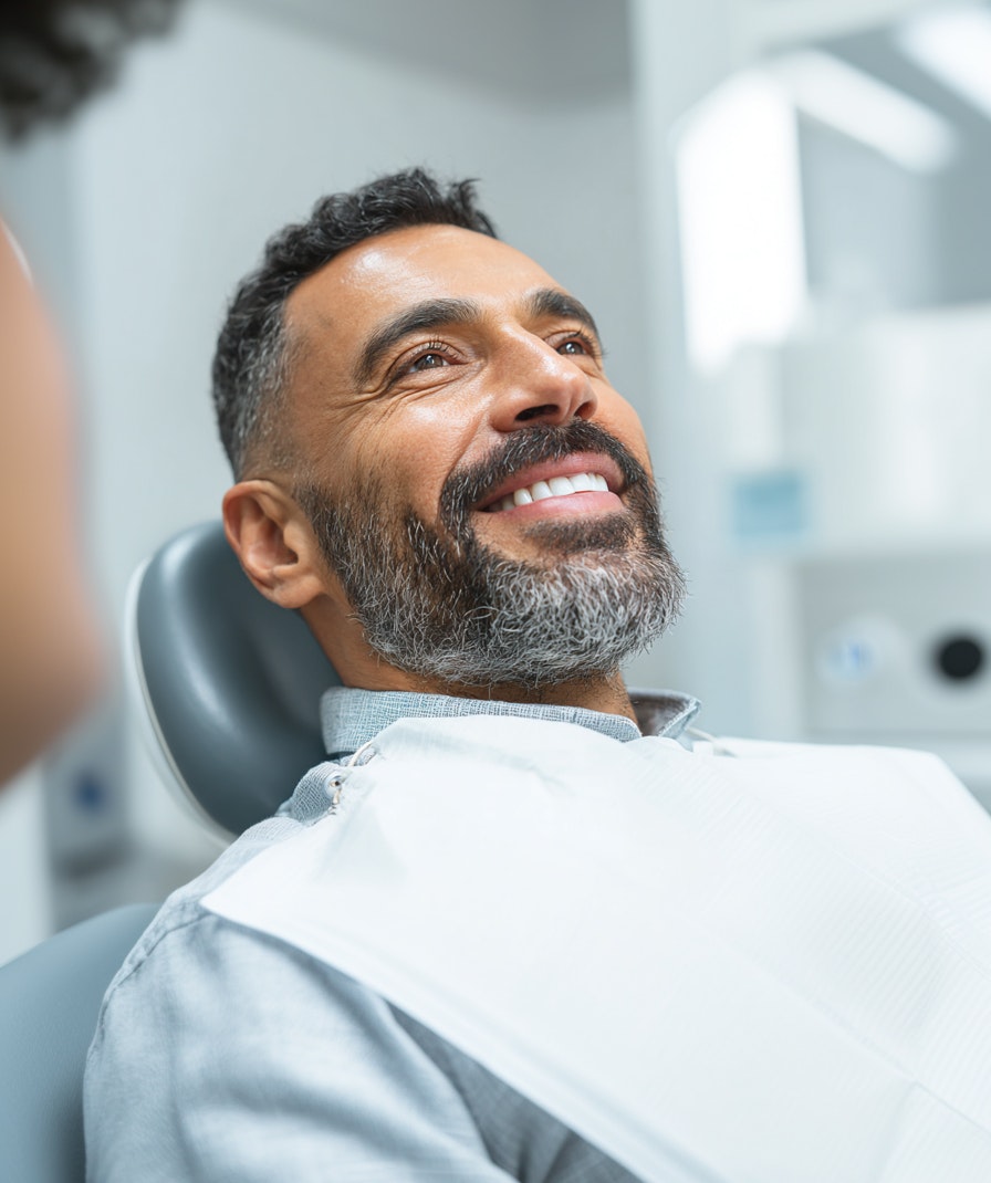 man smiling in the dental chair