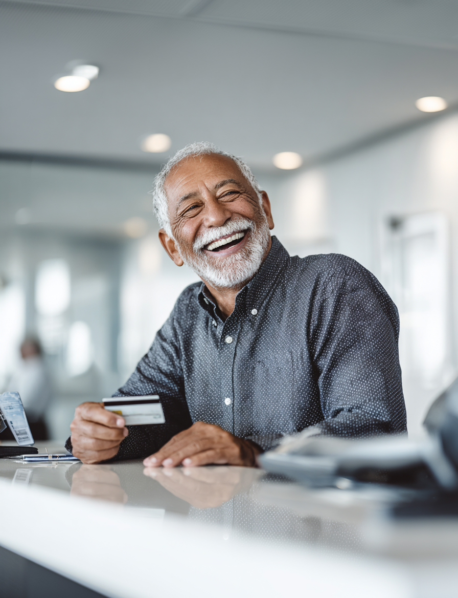 man paying with a credit card