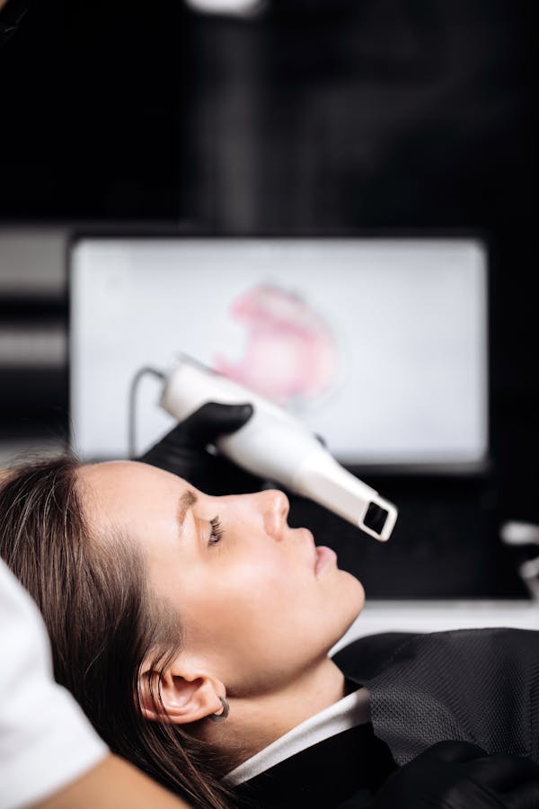 Patient in the exam chair
