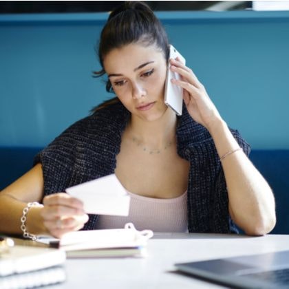 A woman on the phone