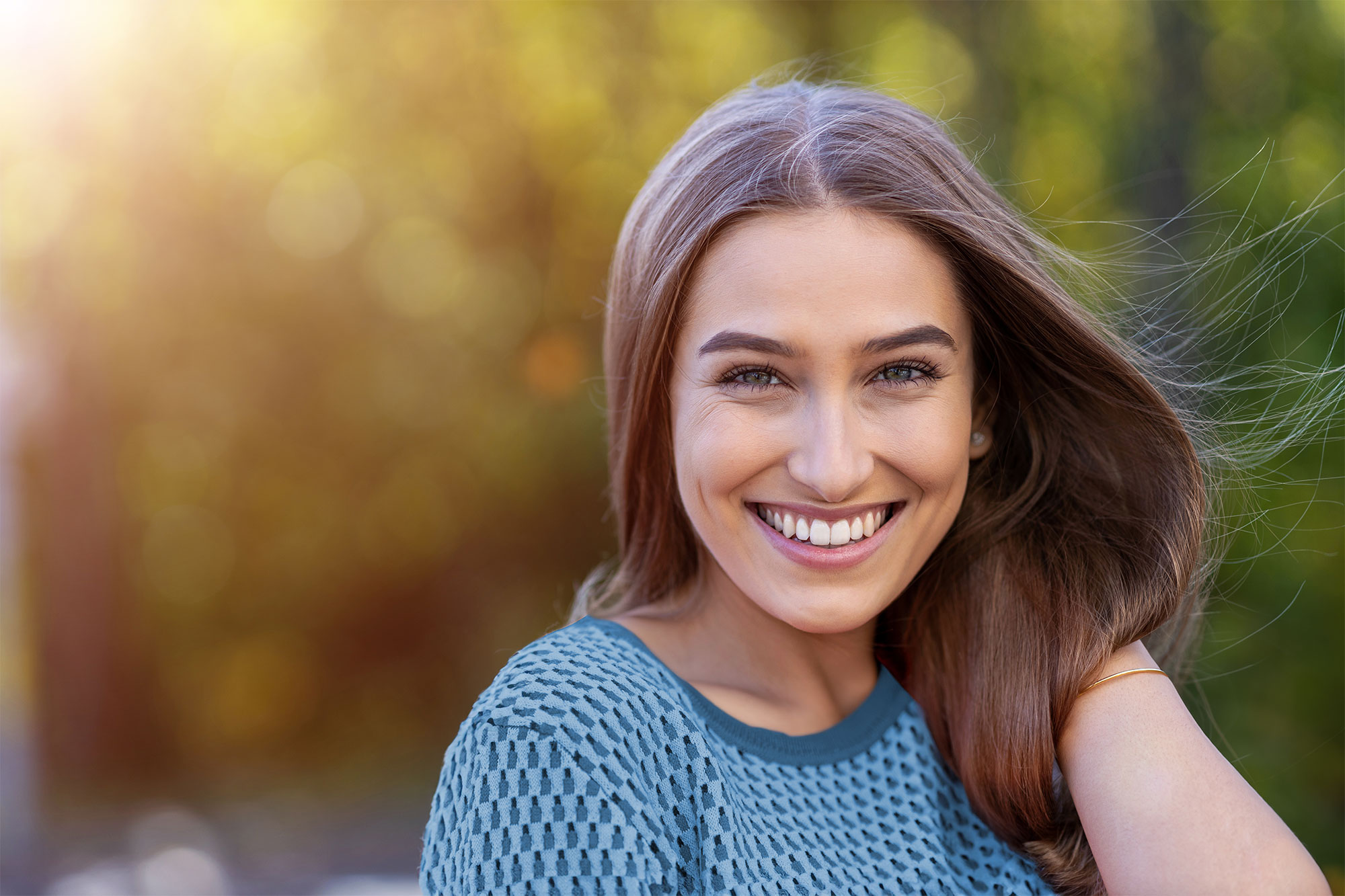 Brunette woman smiling