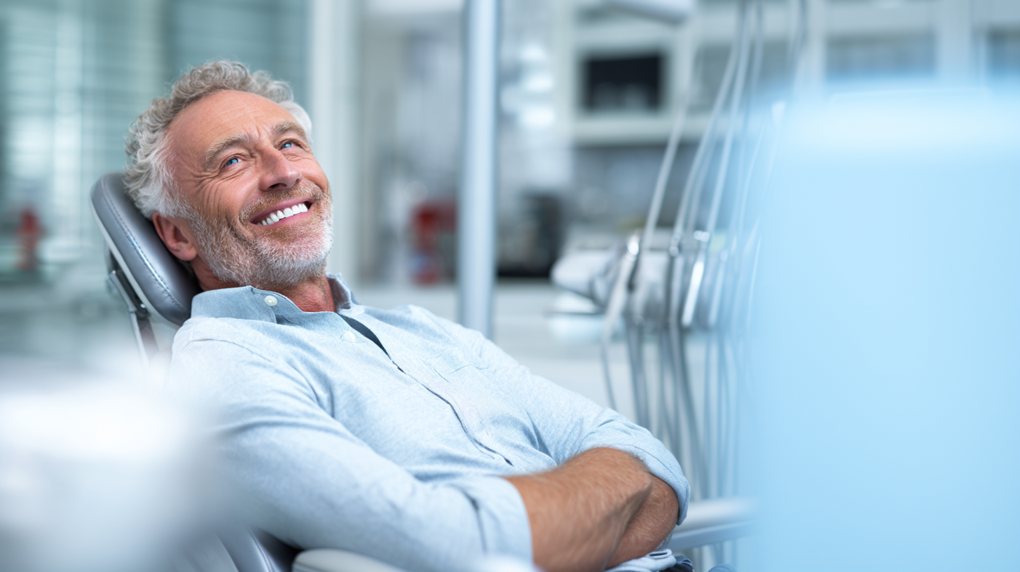 Man at the dentist office smiling