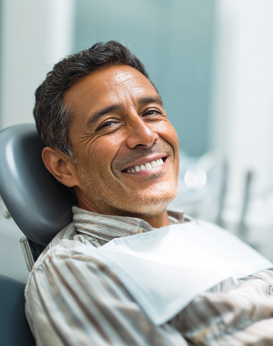 Man smiling in dental chair