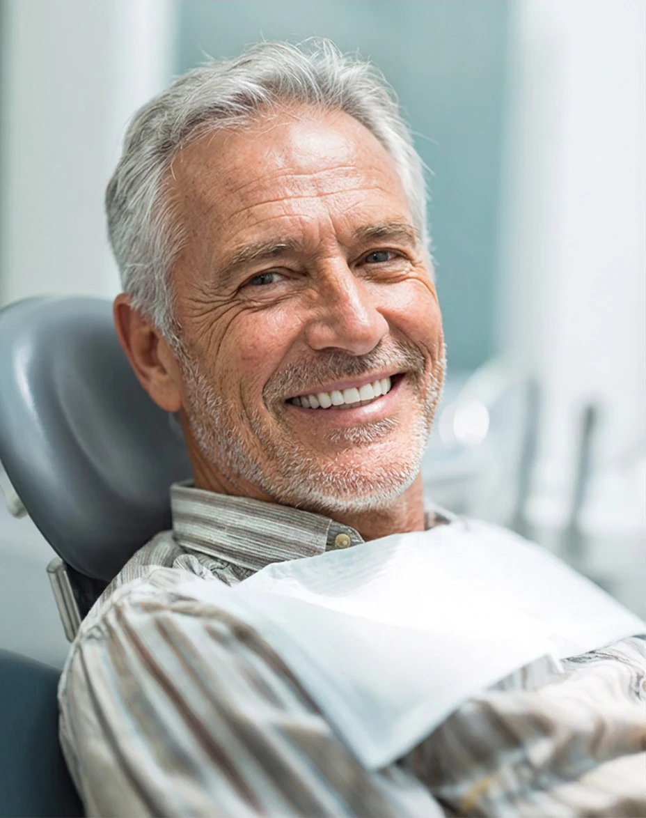Man smiling in dental chair