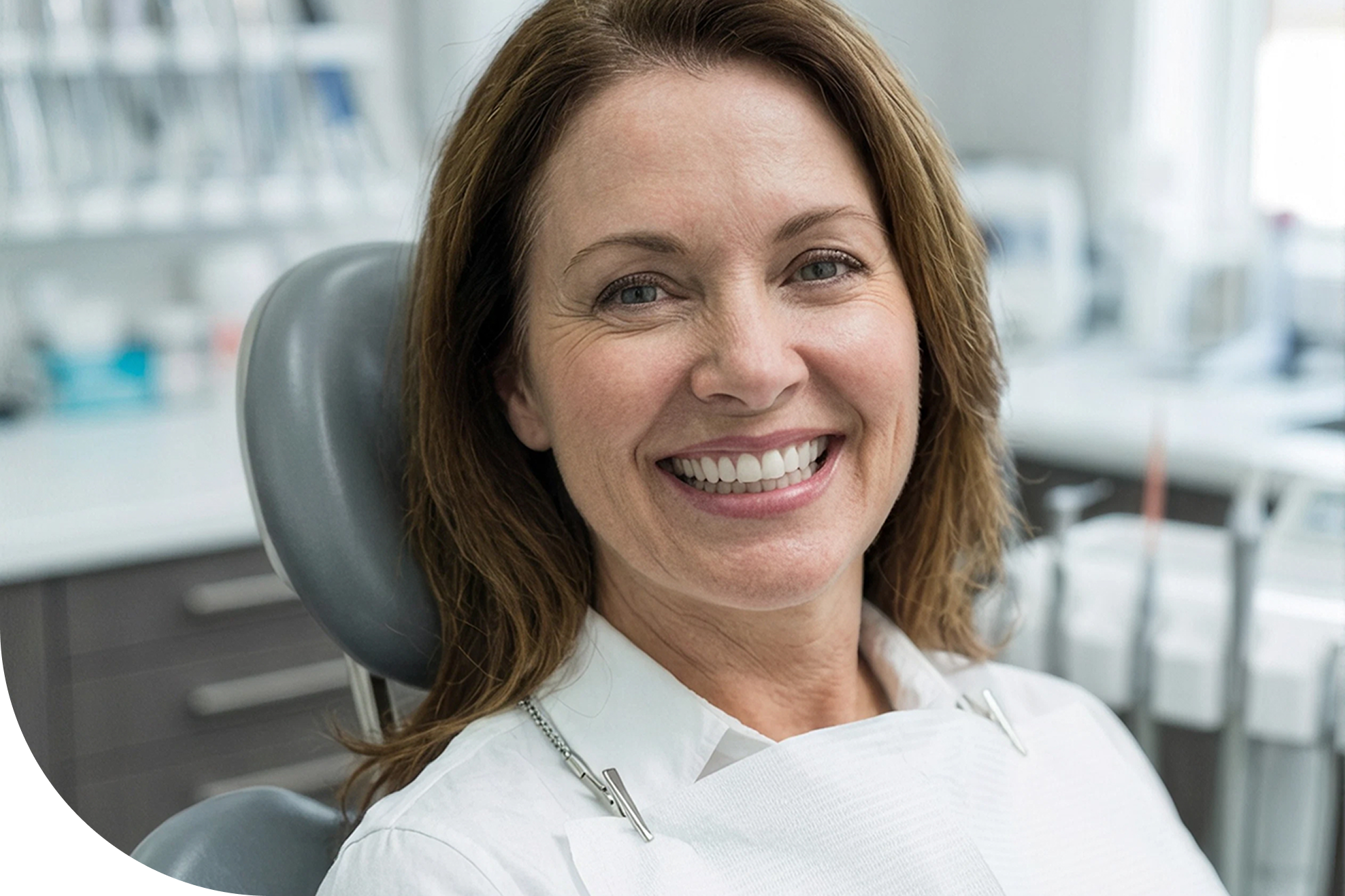 Woman smiling in dental chair