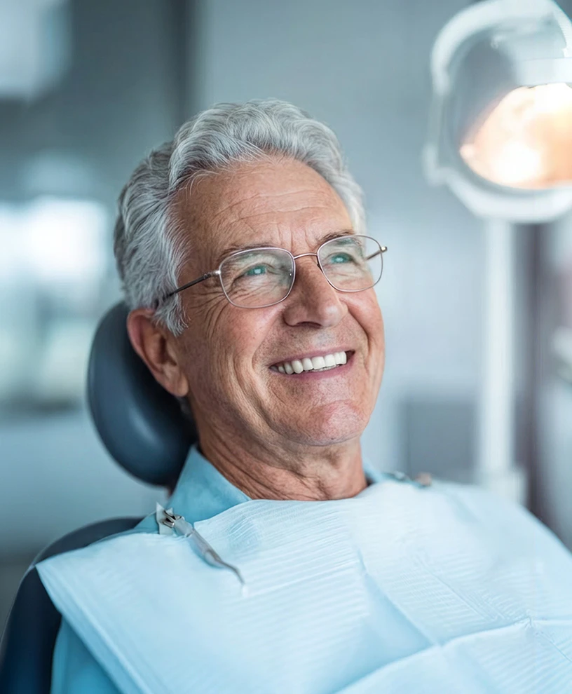 smiling man in dentist