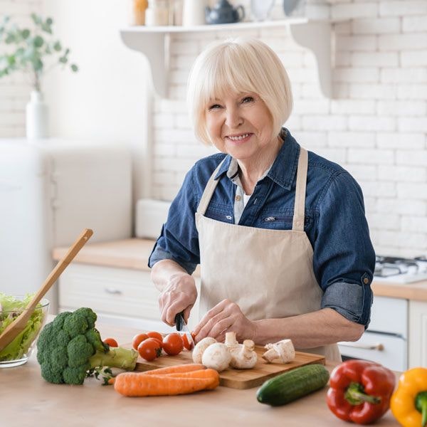 Woman cooking healthy foods