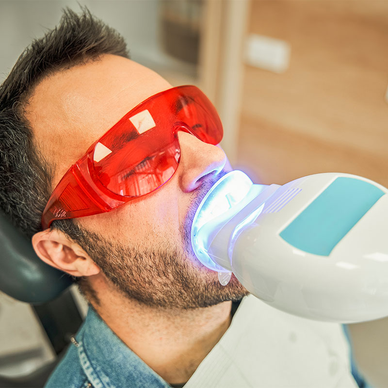 Man undergoing teeth whitening