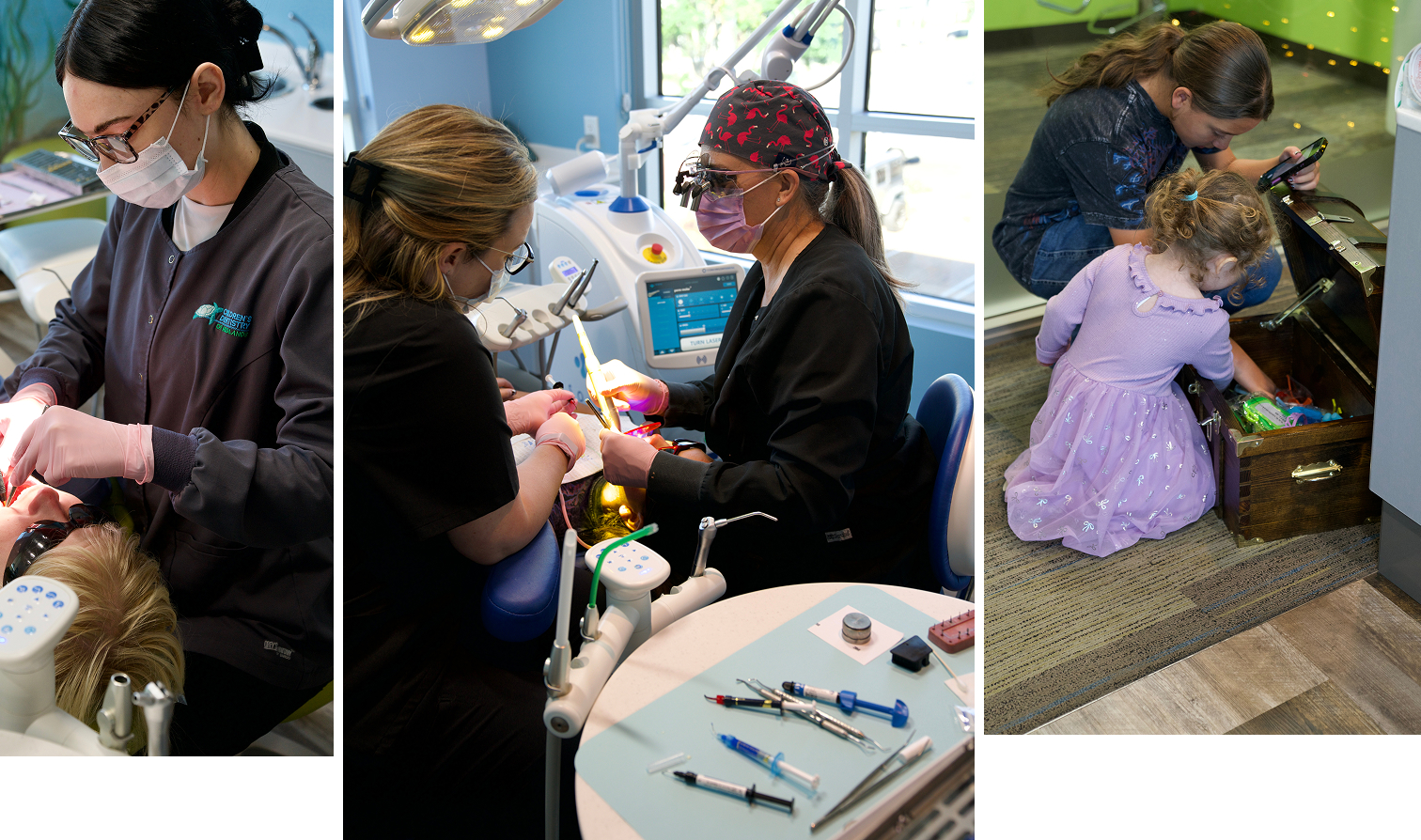 collage images of Children's Dentistry of Redlands team and patients
