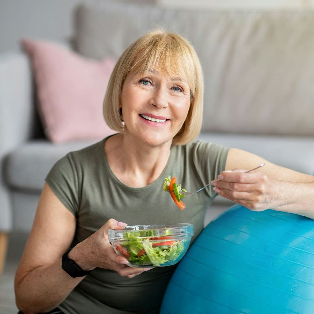 woman eating a salad