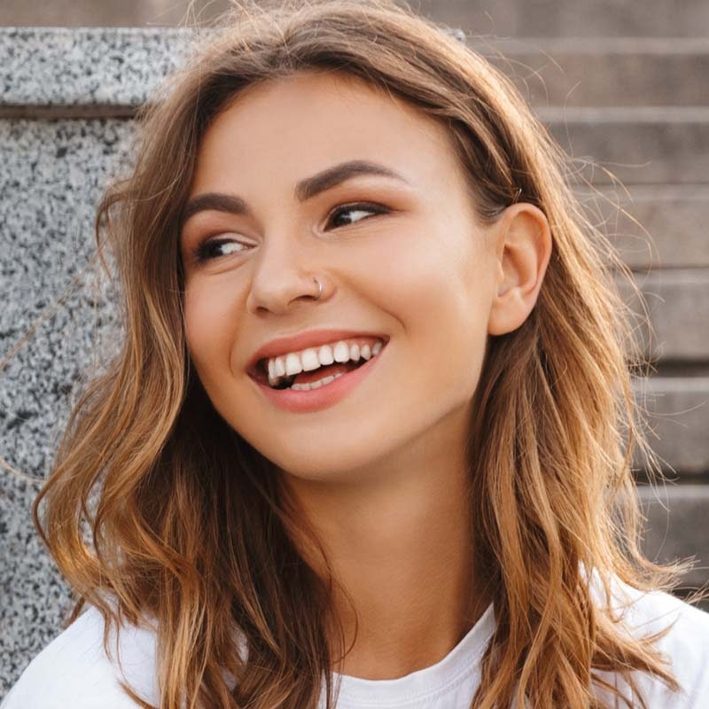 A woman with a healthy smile