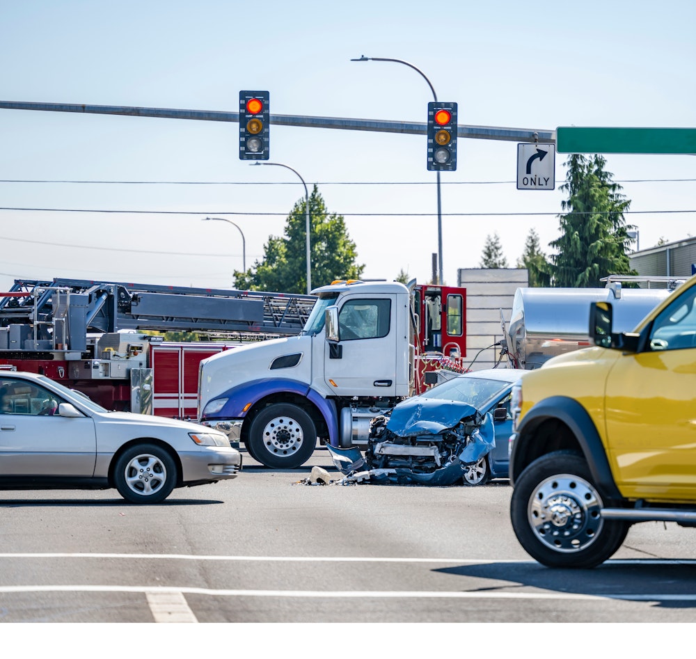 Car damaged in an intersection