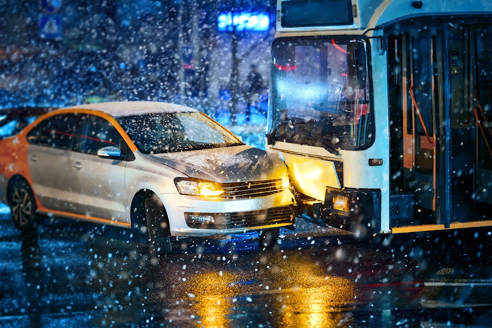 Bus accident with a car