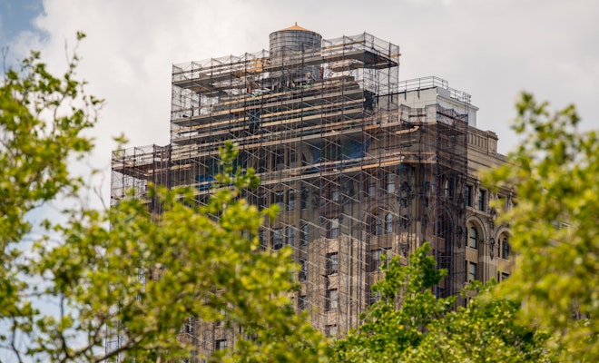 Scaffolding on the side of a building in New York