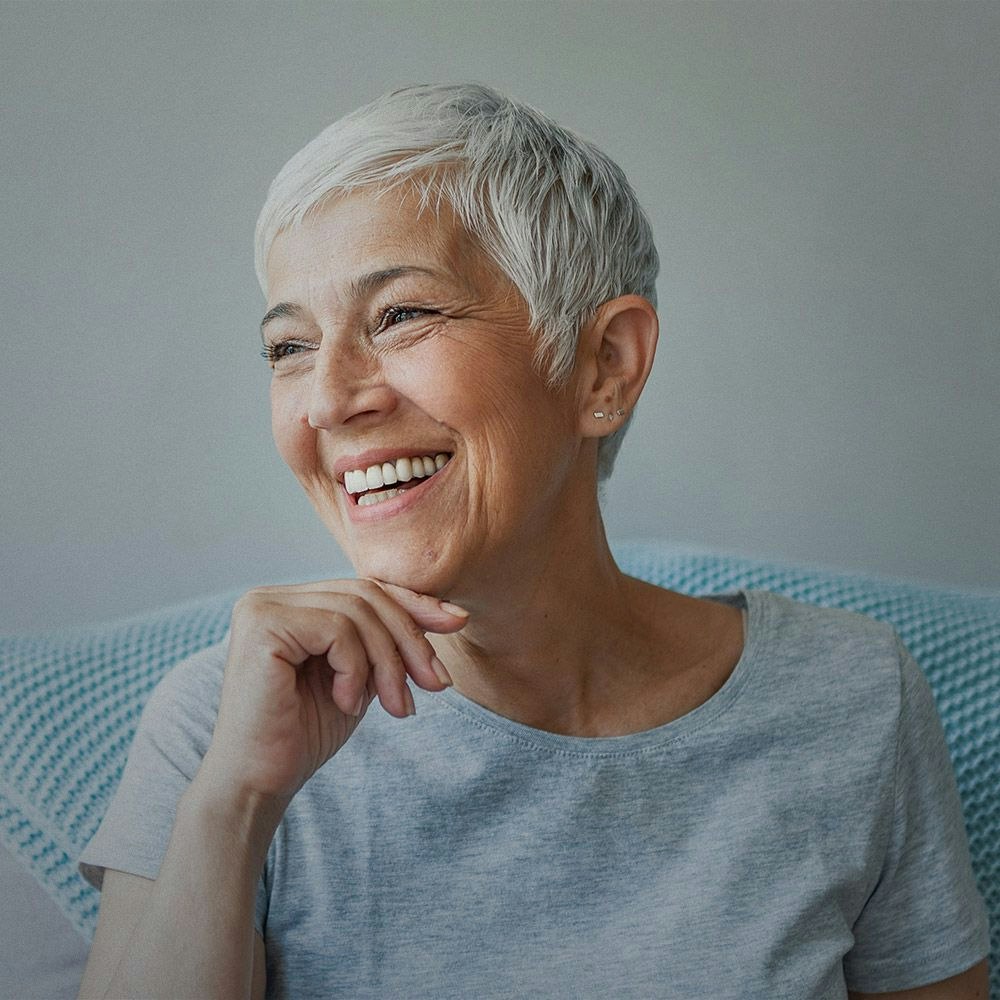 older woman smiling