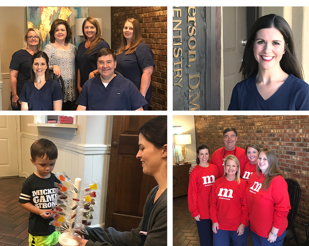 collage of dr henderson interacting with patients and family