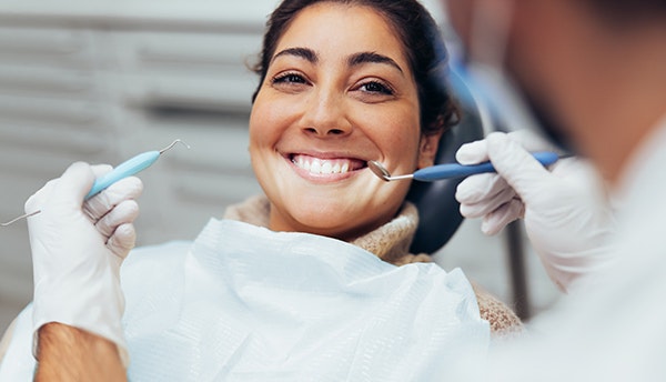 Smiling veneers patient