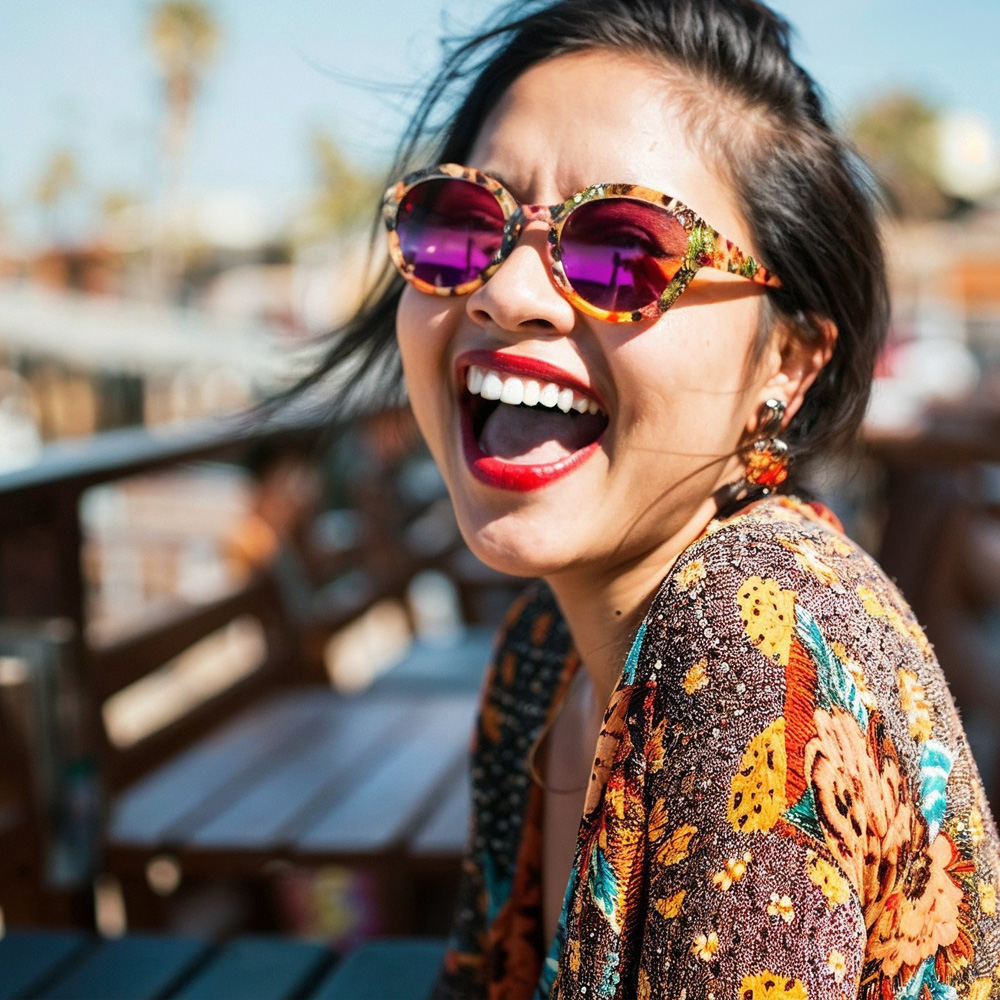 woman smiling outside