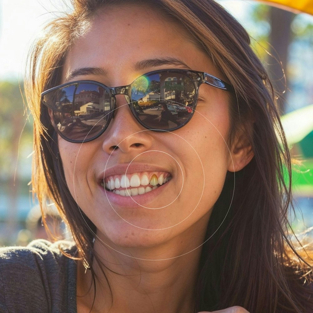 young woman with discolored front tooth