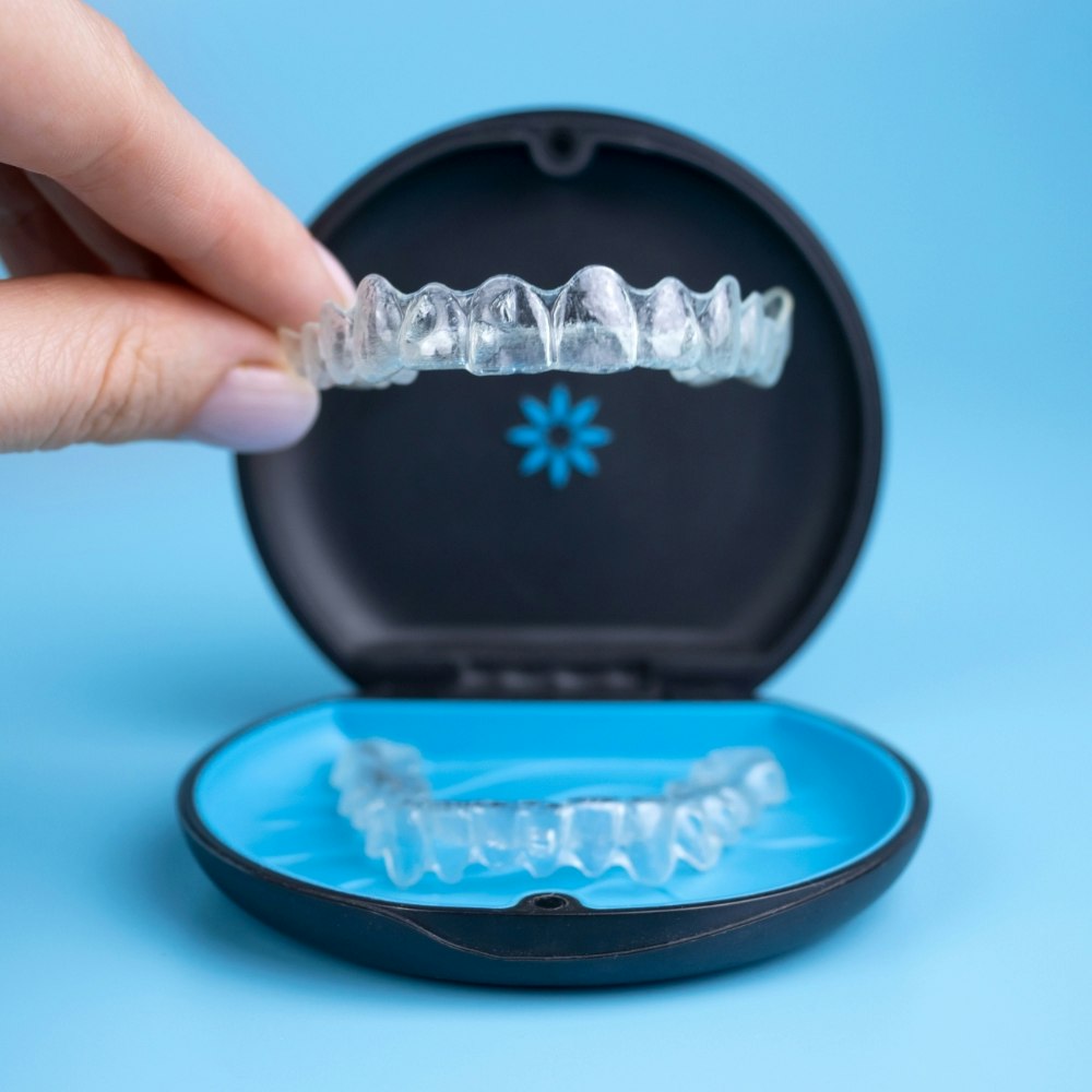 Close up of invisalign braces