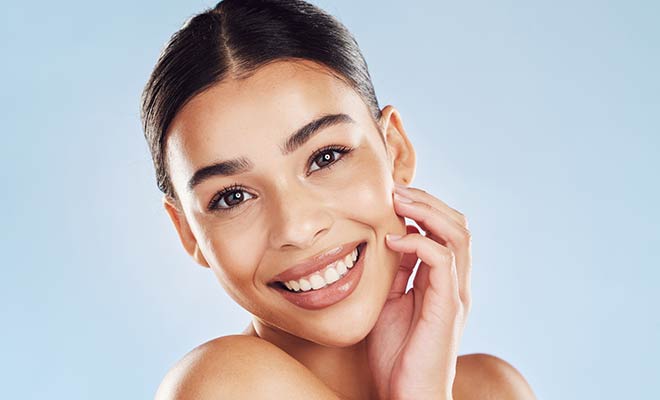 smiling woman with flawless smile
