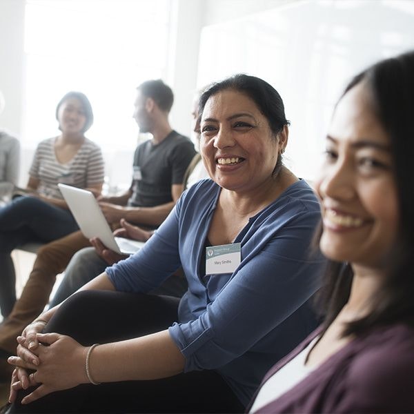 A group of people at a bariatric surgery support group meeting