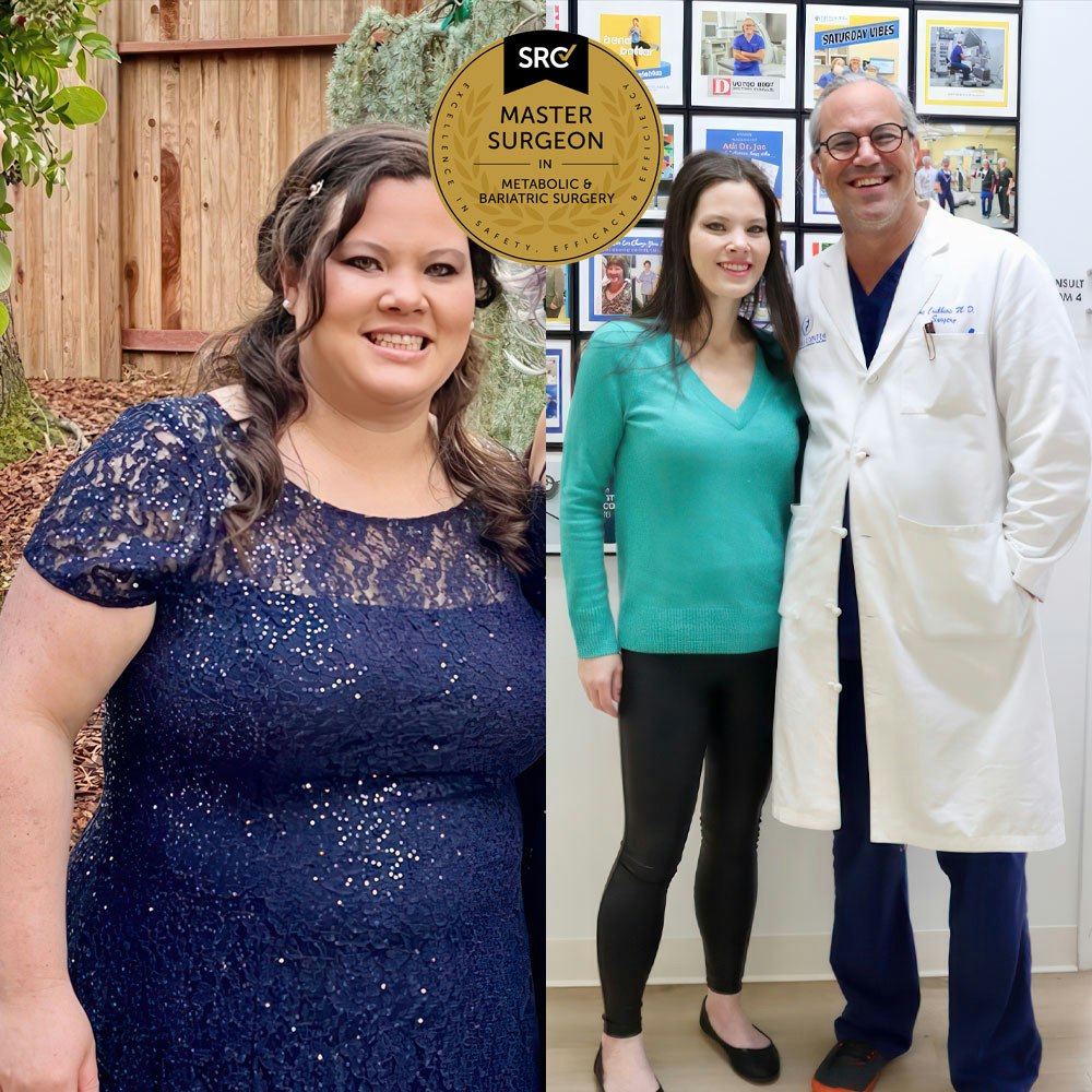 Smiling patient pulling down her white t-shirt
