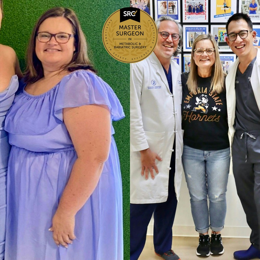 Woman in exercise clothing after LAP-BAND surgery walking and tying pony tail