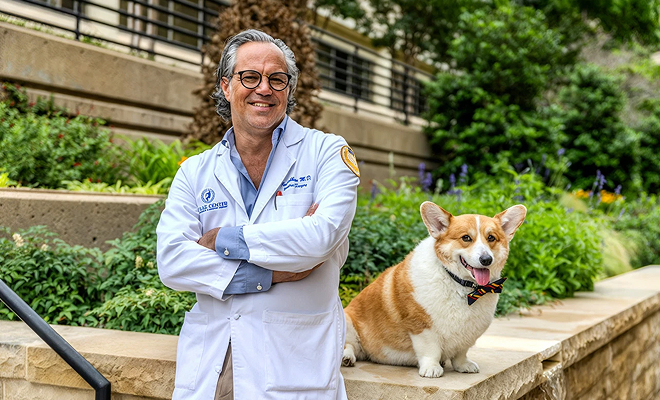 Dr. Cribbins with his corgi
