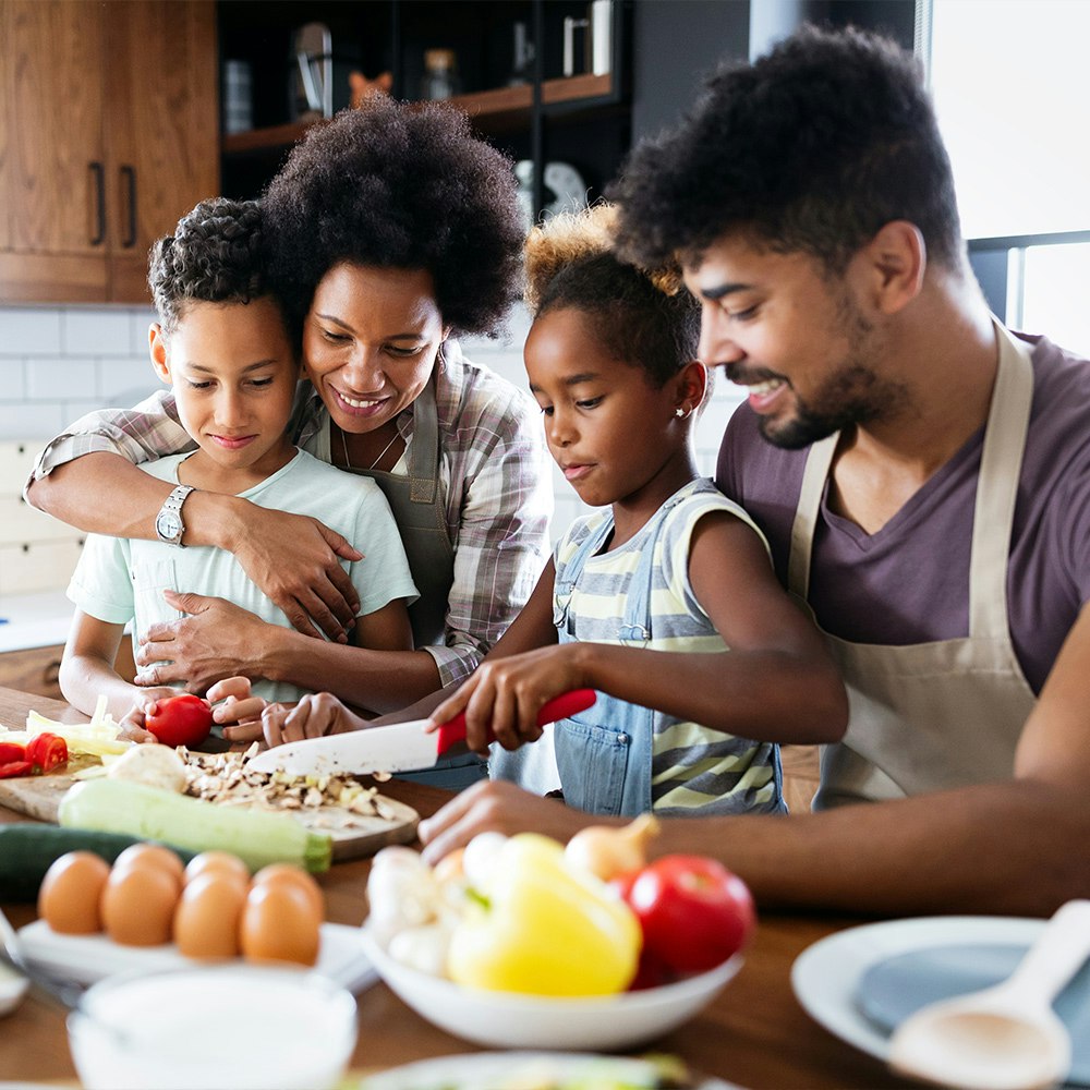 Family cooking together
