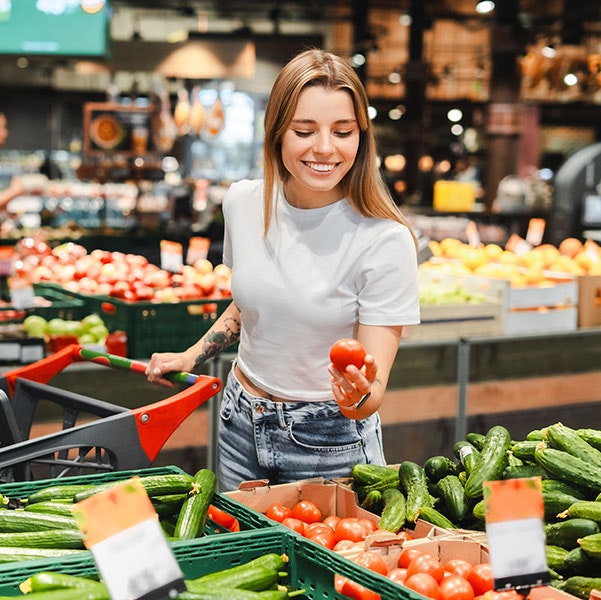 Woman shopping for produce