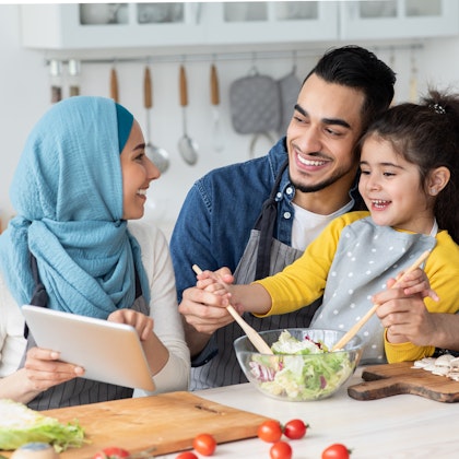 Family cooking together