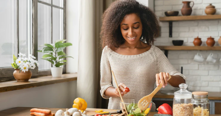 Woman preparing healthy foods