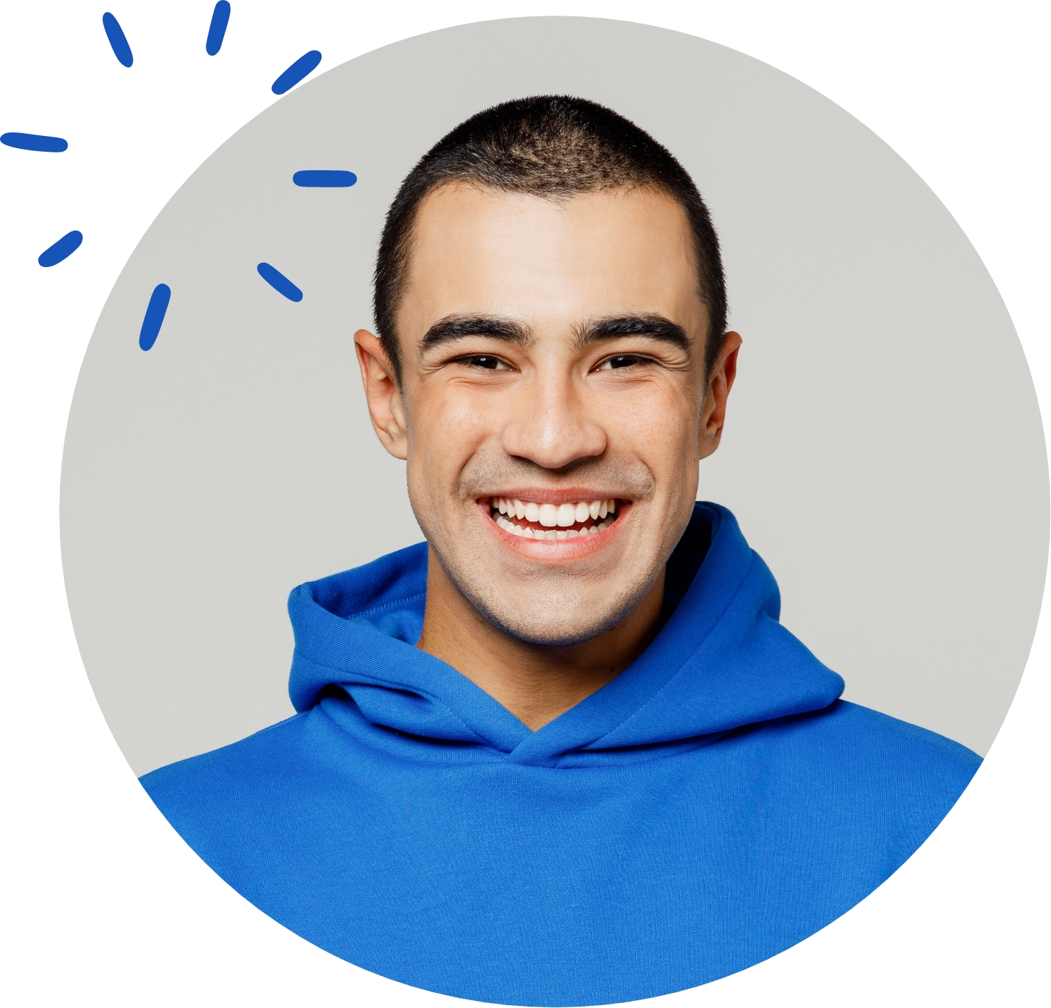 Smiling man with a complete smile