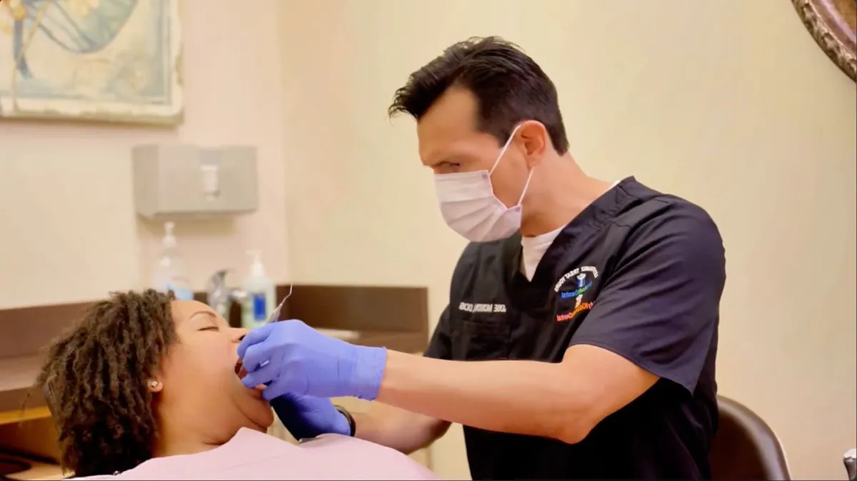 Dr. Montoya treats a patient during an emergency dental appointment
