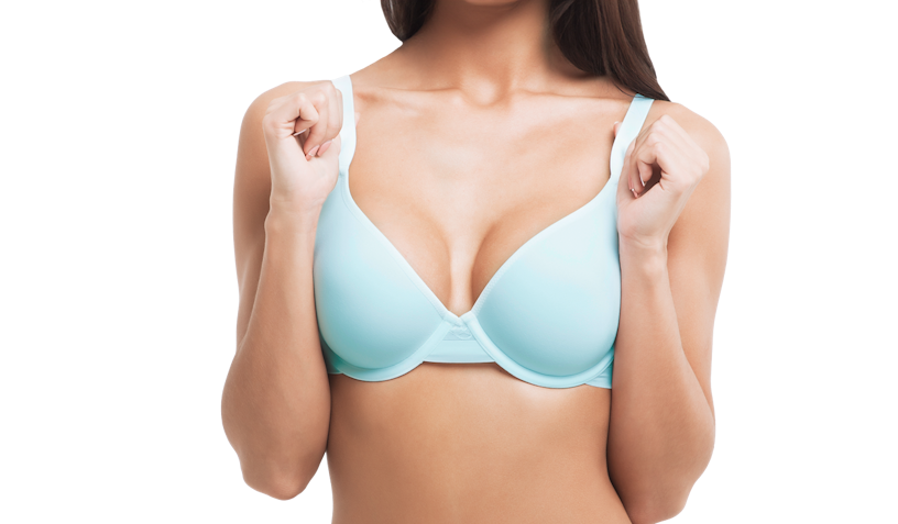 woman in blue bra