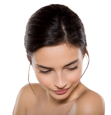 brunette woman looking downward