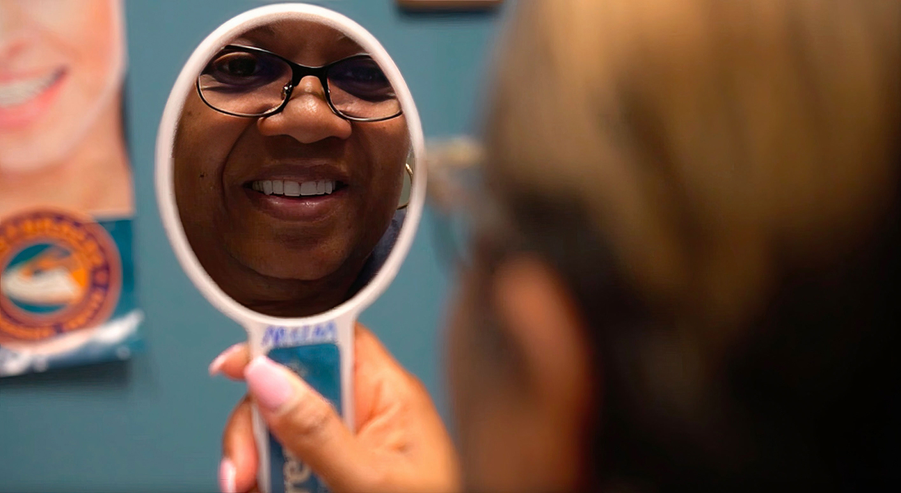 Peggy smiling after treatment