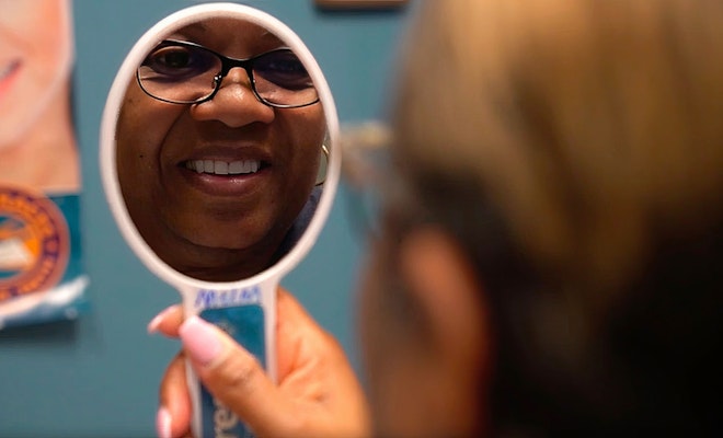 Peggy smiling after treatment
