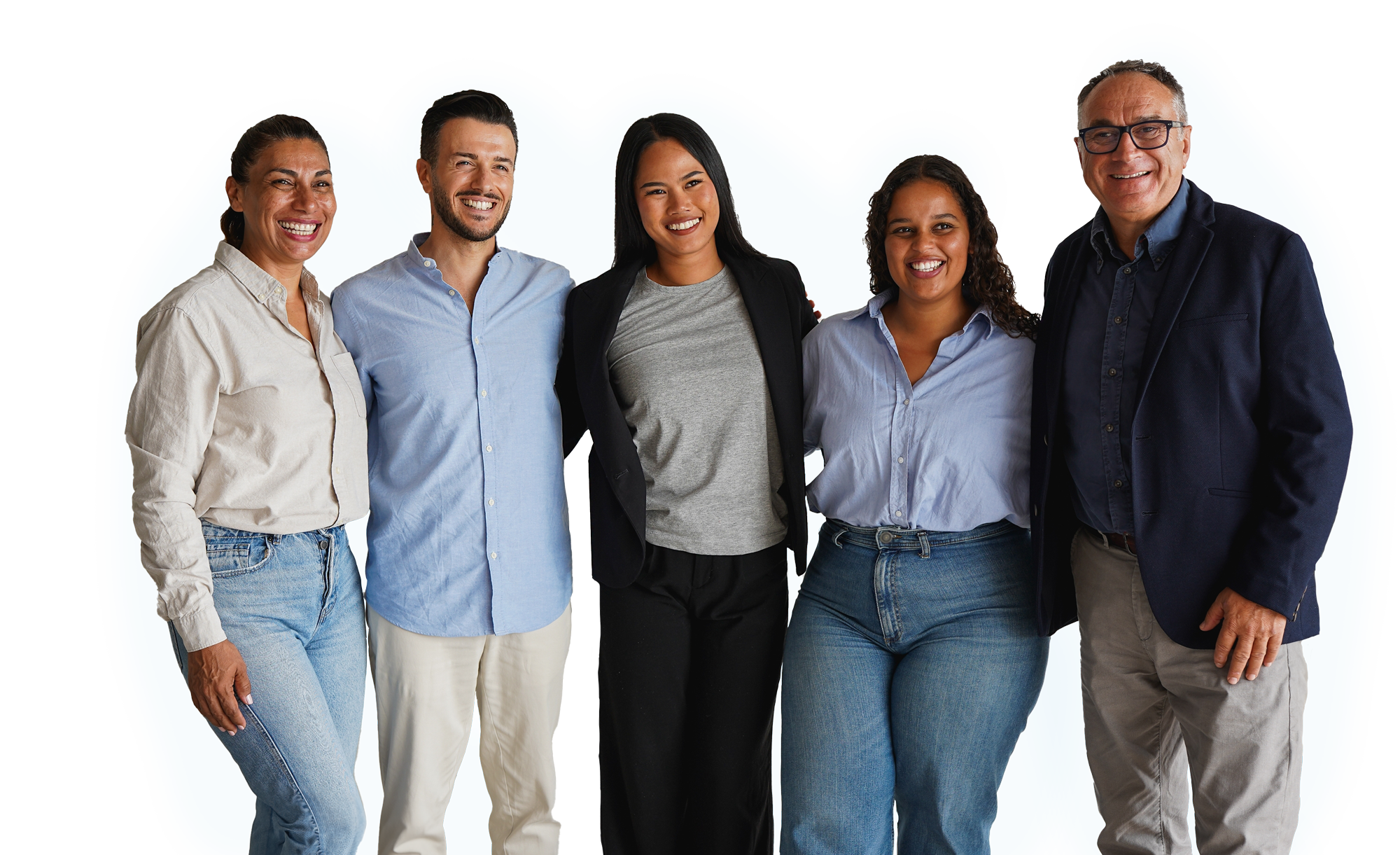 people smiling in casual clothes