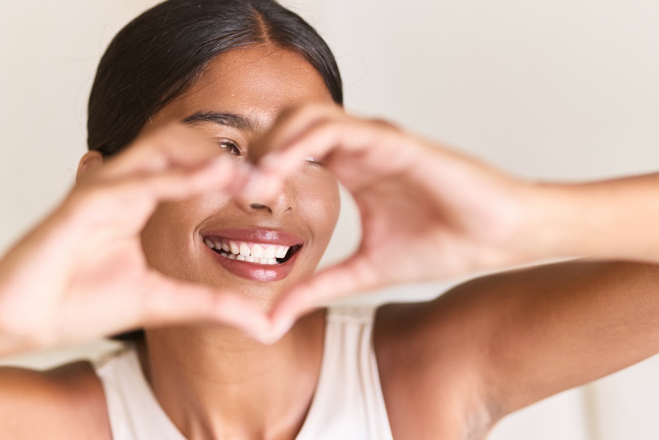 Woman with full healthy smile