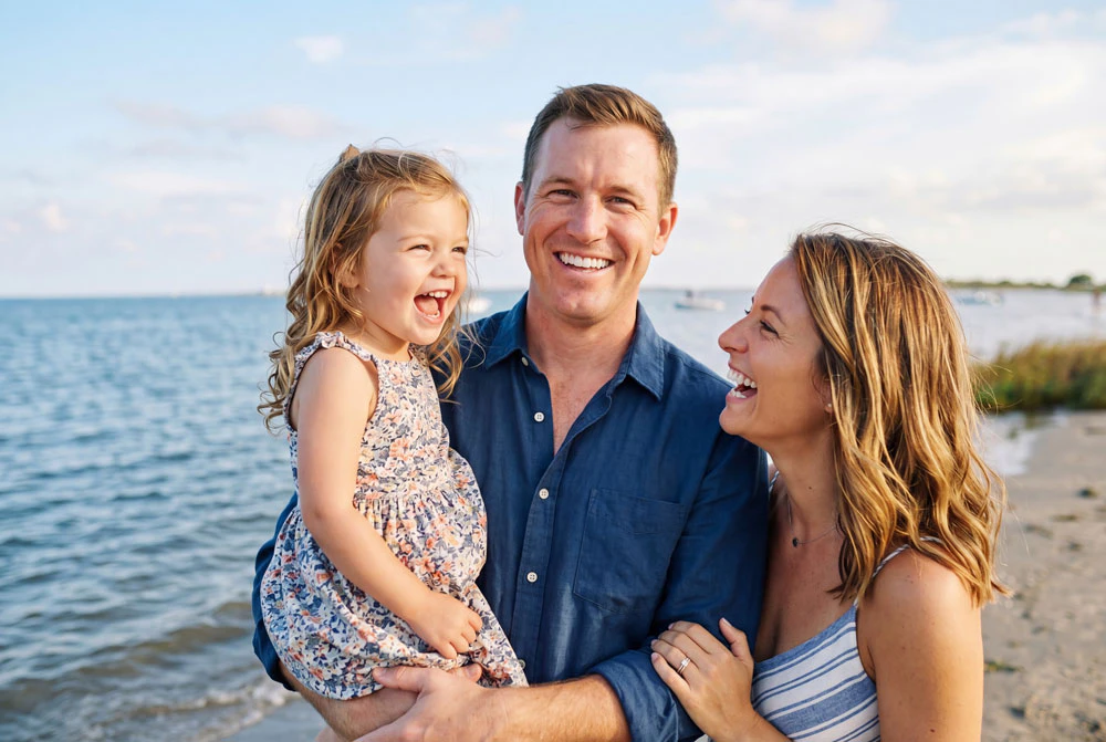 happy family on the beach