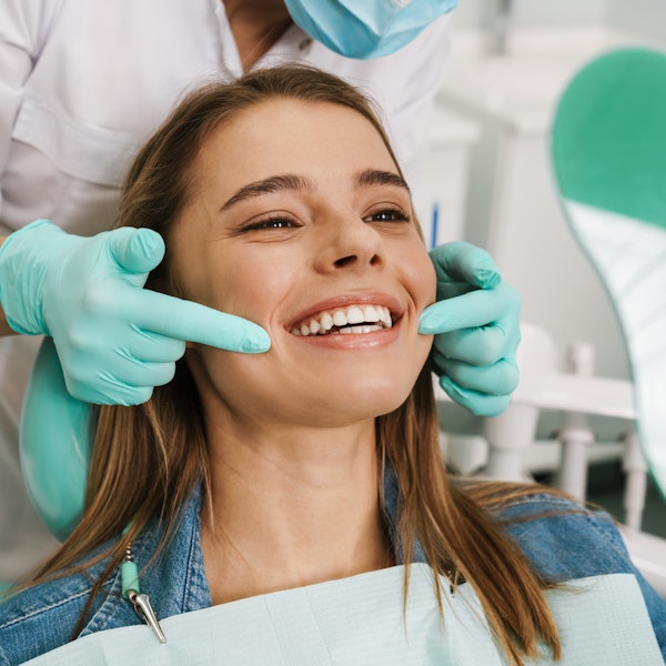 Woman smiling in dental chair