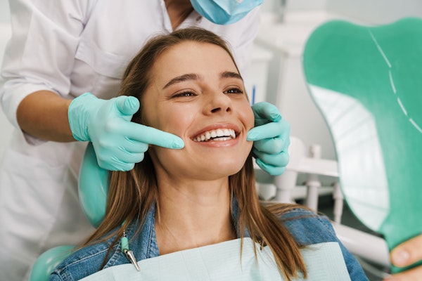 Woman smiling in dental chair