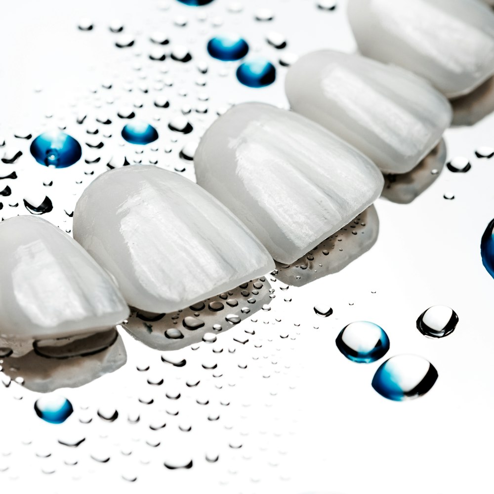 Close-up of dental veneers